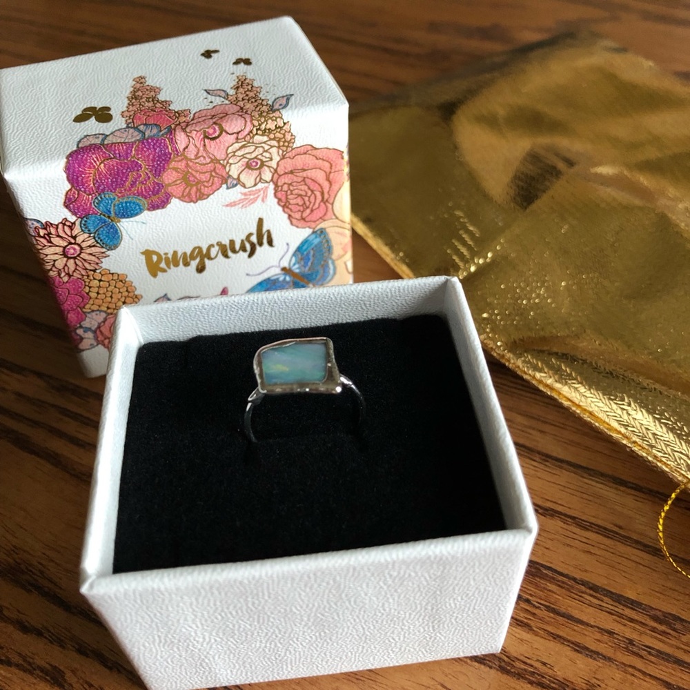 Opal and sterling silver natural cut ring NWOT